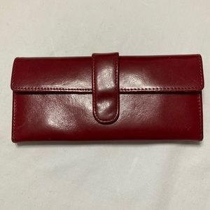 Vintage HOBO International Red Tri -Fold Wallet with Snap Closure